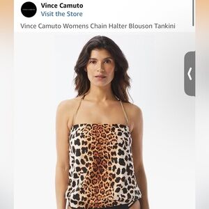 NEW Vince Camuto Leopard Print Halter Bikini Top - Small